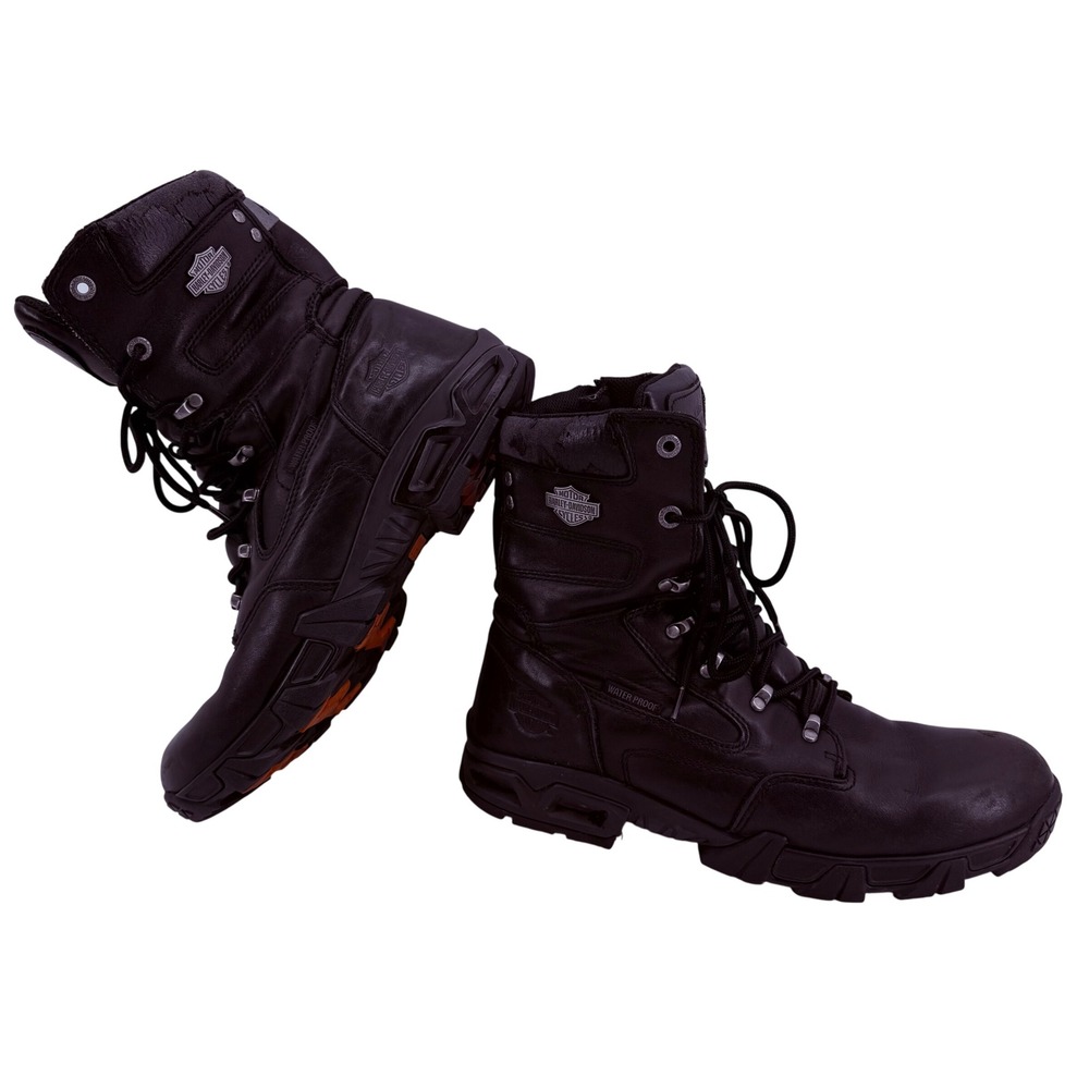 Harley-Davidson Mens Black Leather Waterproof Motorcycle Boots D96067 Size 12M